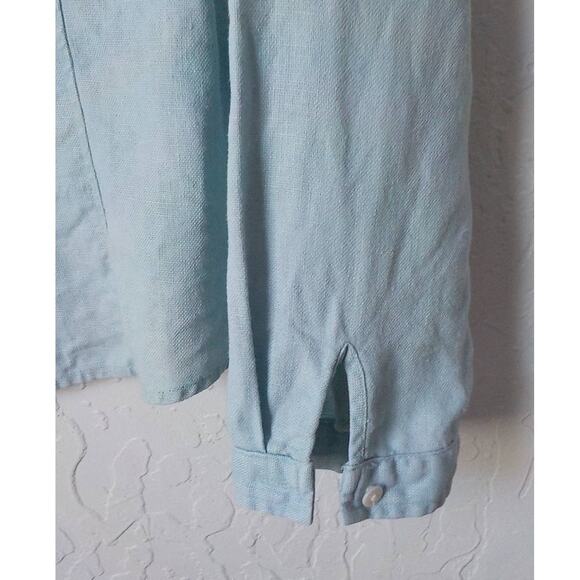 VTG Focus Lifestyle Blue Button Up Shirt Women size 16 100% Linen Long Sleeves - Picture 11 of 15